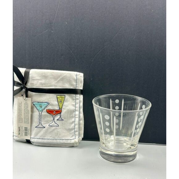 Pier 1 Imports Embroidered Cocktail Glasses Napkins Set of 4 - Picture 3 of 6